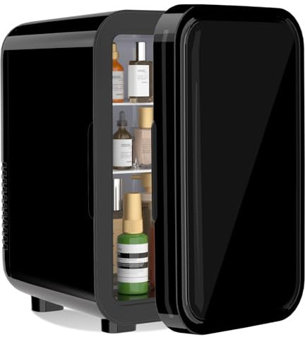 YASHE Mini nevera de 6 litros/8 latas, 220 – 240 V CA/CC, refrigerador termoeléctrico portátil, refrigeradores para dormitorio, cuidado de la piel, bebidas, oficina, dormitorio y coche,negro