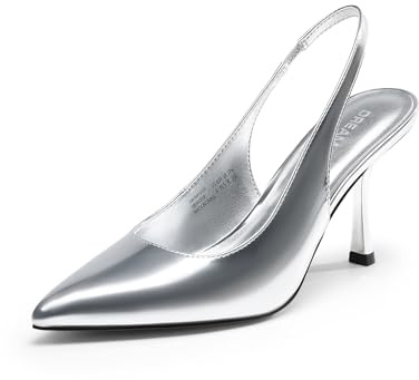 DREAM PAIRS Dam klackar slingback stilettpumps skor spetsig stängd tå kattunge klackar klänning brud elegant bröllop sexig fest