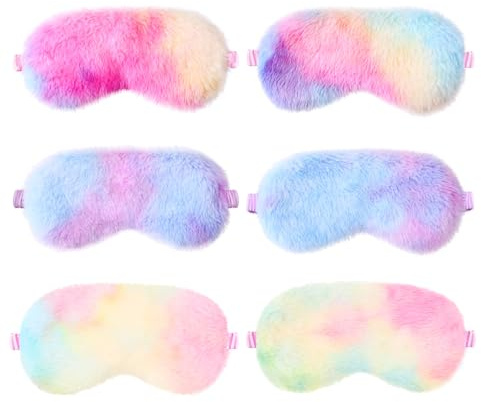 6 Stück Schlafmaske Kinder, Sleeping Mask Plüsch Schlafmaske Mehrfarbig Augenbinde Weich Augenmaske Partygeschenke für für Mädchen Jungen Reisen Nickerchen Partyzubehör