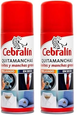 Cebralin - Quitamanchas en Spray, Elimina Manchas de Aceite y Grasas en Textiles, Uso en Seco y Prelavado - 200 ml (Paquete de 2)