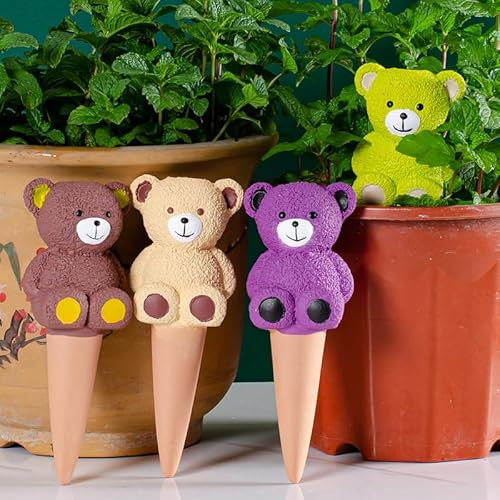 SilverChry Irrigazione a Goccia Automatica, Coni Annaffiatori per Vasi, Dosatore Acqua Piante, Sfere per Irrigazione, Automatiche per Irrigazione Piante, Vasi Terracotta per Giardino Balcone (Orso)