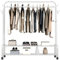 MAGIC SELECT Perchero Burro Independiente con Barra Superior, 2 Baldas de Almacenamiento Inferior y 7 Ganchos Laterales. Burro Ropa Resistente con 4 Ruedas. Perchero para Hogar (155x140cm)