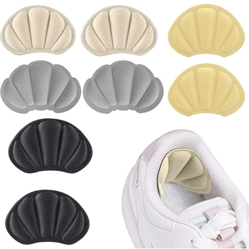 Lot de 4 paires de coussinets de talon, coussinets de talon auto-adhésifs pour homme et femme, coussinets de talon pour chaussures trop grandes