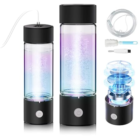2025 Upgraded Hydrogen Water Bottle【8-Hour Hydrogen Lock】【5000+ PPB Viscosity】 100% Leak Proof Hydro Water Bottle- PEM/SPE Technology Hydrogen Water Bottle Black