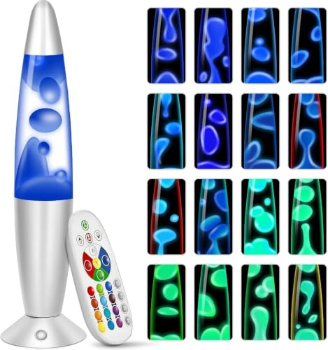 KIKILIVE lavalampe kinder mit farbwechsel lavalampen Erwachsene 17 farben Nachttischlampen LED Nachtlicht entspannende ideal für Schlafzimmer, Wohnzimmer, Home Decor