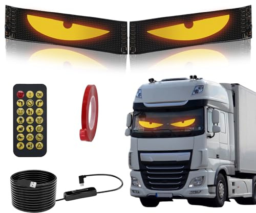 ANEELV 2er-Pack Demon Eye Lights, LED-Augen für LKWs, (92 mm x 374 mm) LED-Anzeige, programmierbarer Lauftext, Leuchtschild, personalisiertes Leuchtschild, Text, Graffiti, Smart-App, Bluetooth USB 5V