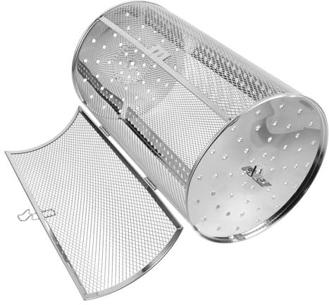 MOTHNUR Cesta Para Asar Verduras y Brochetas Para Horno Rostizador, Acero Inoxidable 180x300mm, Jaula Giratoria 360° Para Pollo Asado y Frutos Secos, Accesorios Para Horno Diseño Seguro y Durable