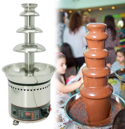 YXZQLOZ Machine à Fontaine à Chocolat en Acier Inoxydable, Machine à Fondue au Chocolat électrique, pour Chocolat, Bonbons, Beurre, Fromage (4tiers)