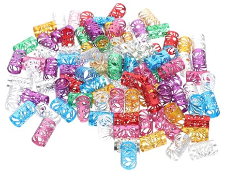 ABOOFAN Anneaux pour Extensions de Cheveux en Aluminium, 100 Pièces, Bijoux Cheveux pour Locks, pour Graduation et Noël