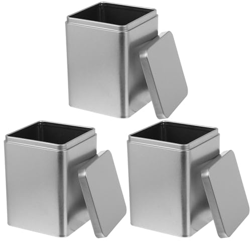 Cajas de Té de Metal Plateado, Lote de 3 Piezas, Vacías | Portátiles y Multiuso, para Té y Chocolate, Uso Doméstico o Comercial, Acabado Reforzado