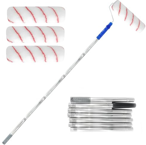 hautllaif 9 Inch Paint Roller with Extension Pole for Walls and Ceilings | 6.6 Feet Extendable Pole, Allows Easy Painting of High Walls and Ceilings Without Ladders