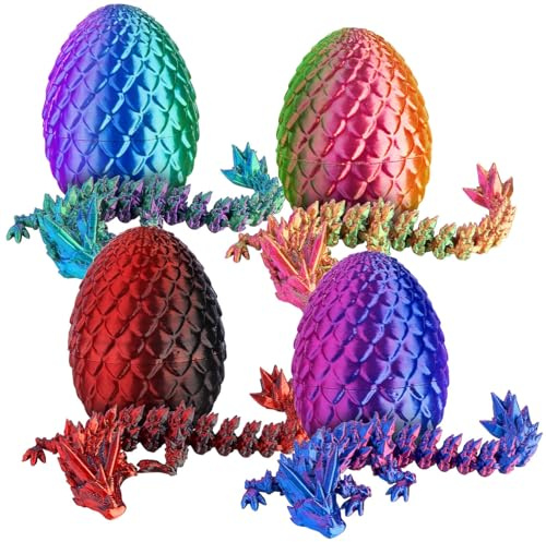 Playtastic Drachenfiguren Miniatur: 4er-Set 3D-gedruckte Dracheneier mit Mini-Drachenfiguren, 12,7 cm (Drachen, Figuren)