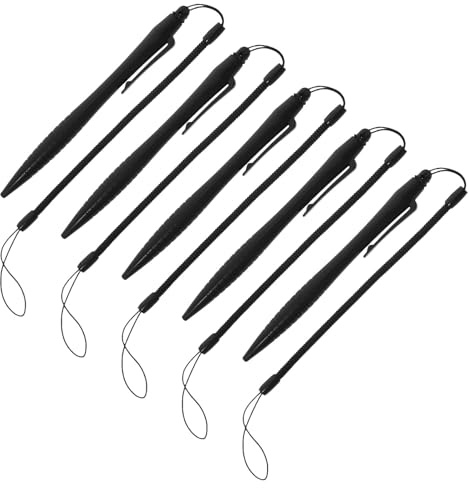 Stylet pour Tablette Graphique Noir Abs avec Cordon Anti-Perte, Lot de 5 | Tablette Lcd et Dessin, Lanière Élastique Incluse, Usage Scolaire, Format Pratique pour Garçon et Filles
