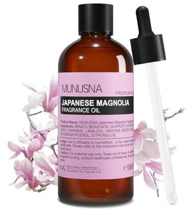 MUNUSNA Japanese Magnolia Fragrance Oil 100ml for Diffusers | Elegant Floral Aromas with Fresh Magnolia Notes for Home Aromatherapy, Candle Making and Soap Making