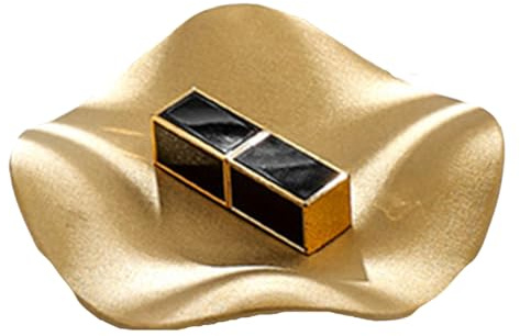 Shibida Keramik Schmuckschale, Klein Keramik Ringschale Schlüsselablage Blatt-Schmucktablett Blumenform Schmuckteller Deko Schmuck Schale Jewelry Tray Schmuckaufbewahrung (Griff Gold)
