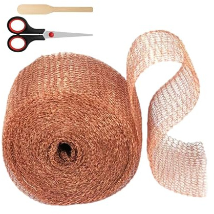 Rotolo di rete in rame, rete di schermo in rame | Rete barriera per topi in antiruggine con doppio strato,Barriera anti-lume flessibile multifunzionale con forbice per fori di scarico, crepe, pre
