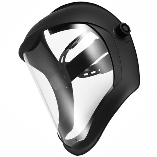 ZONJIE Protector facial con guantes, visera de policarbonato con cabeza y tintada, protección completa para lijado, corte, bricolaje, taller y jardinería