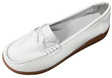 YOSUWOAI Mocasines de verano para mujer, zapatos para aprender a andar, diseño vintage, cómodos, planos, elegantes, lisos, informales, ligeros, para caminar