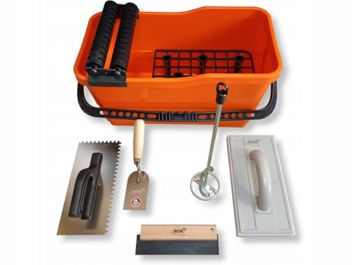MARTEN Set di piastrelle KG-1 – Set da 7 pezzi con secchio da 22 l, spatola in spugna, spatola dentata 6 x 6, tavola in gomma, agitatore, spatola lisciante, strumento professionale Made in EU
