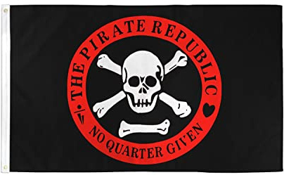 AZ FLAG Drapeau République des Pirates rouge 150x90 cm 2 Œillets | Usage intérieur et extérieur Drapeau décoratif corsaire coutures doubles et bords renforcés avec œillets métalliques