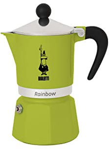 Bialetti Rainbow Cafetera Italiana Espresso, 1Taza, Aluminio, Verde, 1 Taza