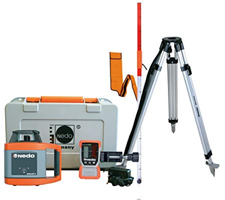 Nedo SIRIUS 1 H selbstnivellierender Rotationslaser im Set mit Stativ und Flexilatte Baulaser Nivellierlaser Laser mit Laserempfänger, Laserklasse 2 …