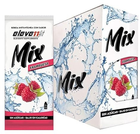 Eleven Fit Mix Instantáneo Sabor Frambuesa | Prepara 1.5L de Bebida Saludable, Sin Azúcar y Baja en Calorías | Ideal para Mezclar con Agua y Mejorar tu Dieta | Caja de 24 Sobres