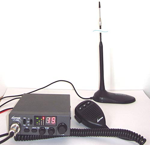 Luiton LT-298 Two-way Radio à deux voies CB 27 MHz AM/FM (bande urbaine) avec ASQ et transmission de canal microphone + antenne CB Euro Mag Optim 50 cm (kit, version CE)