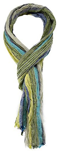 TigerTie Schal in gelb blau grau beige türkis gestreift Gr. 180 x 40 cm