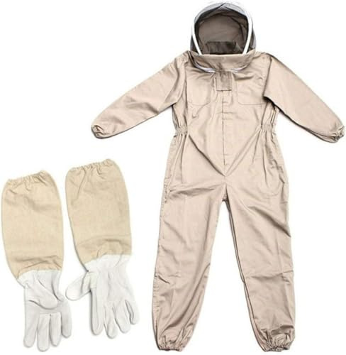 Fransande Mono de apicultor para apicultores, traje de apicultor profesional, traje protector para apicultura completo para el cuerpo, traje para abeja ventilada con elástico, guantes de piel,