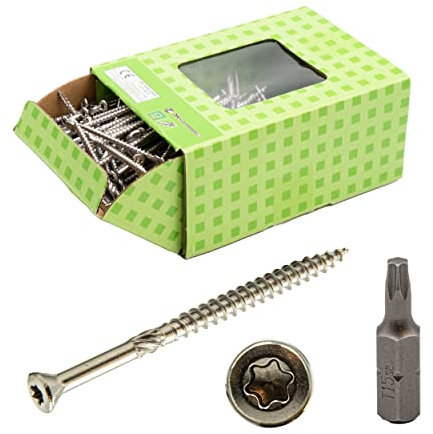 Terrassenschrauben 4,5x50 mm, Edelstahl C2 (200 Stk. + Bit)