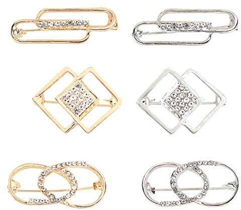 6 Stück Damen Sicherheitsnadeln Kristall Strass Geometrische Broschen Vintage Pullover Schal Clips Hemden Kleider Strickjacke Kragen Sicherheitsnadeln