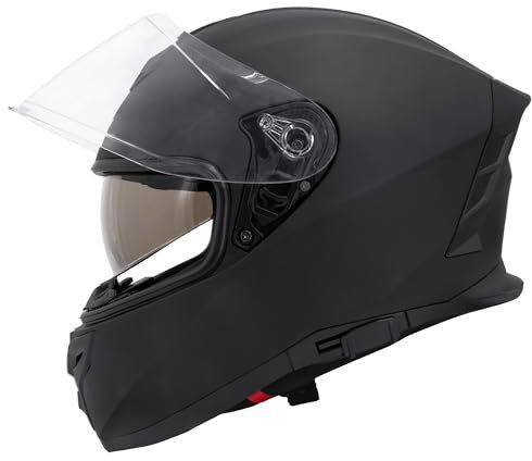 Zorax ZOR-808 Matt Schwarz M (57-58cm) Doppelvisier Vollgesichts Motorrad Motorradhelm mit Straßenzulassung ECE 2206