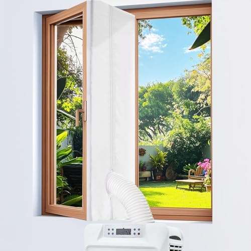 Hukermoon Fensterabdichtung für Mobile Klimageräte, Klimaanlage Fensterabdichtung Dachfenster 400CM, Wäschetrockner, Ablufttrockner, Hot Air Stop, Anbringen an Universell Fenster, Flügelfenster (400M)