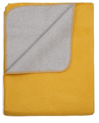 Yogabox Flauschige Baumwoll Wendedecke 150 x 200 cm zweifarbig - regional hergestellt, honeygold/grau Melange
