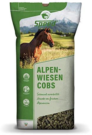 Speed ALPENWIESEN COBS, 1 x 20 kg, Heucobs von frischen Alpenwiesen, Pferdefutter ohne Melasse und Zusatzstoffe, zum Einweichen, Perfekter Raufutterersatz