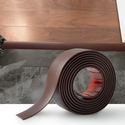 2M Striscia di Transizione per Pavimenti in Laminato Striscia di Soglia Profilo di Transizione Autoadesivo PVC e Vinile, Striscia di Giunzione per Pavimenti, 4cm Marrone Scuro