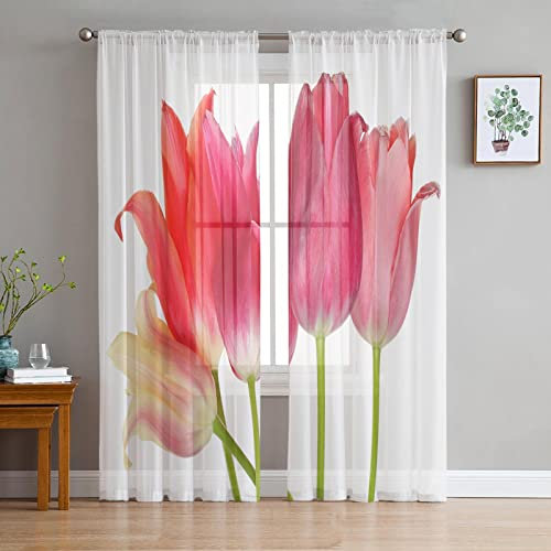 MTBDyyds Verdunkelungsvorhänge 3D Drucken 300X280Cm Rosa Mode Pflanzen Blumen Verdunklungsvorhänge Kinderzimmer 2 Stück Vorhang Blickdicht Ösenschal Kindergardinen Junge Verdunklungsgardine
