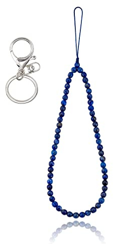 BEEFLYING Dragonnes de Poignet en Pierre Naturelle pour téléphone Charms de téléphone en Pierres précieuses de Lapis-Lazuli Corde de Longe Anti-Perte pour Porte-clés téléphone Suspendu