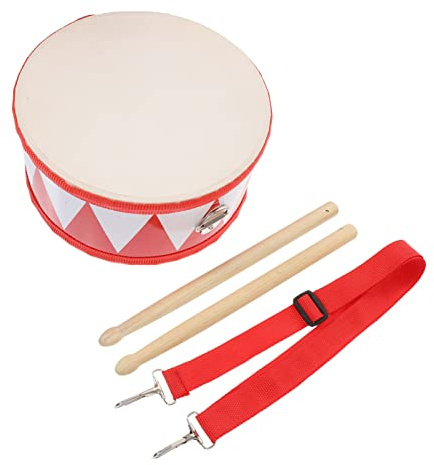 Snare Drum, 8 inch Drum for Kids - Baby Musical Toys with an Adjustable Strap and 2 Drumsticks - Educational Wooden Toys Sensory Musical Instrument for Toddler Boys & Girls