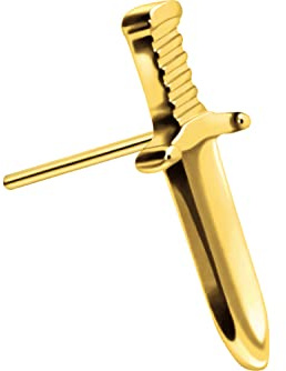 PIERCINGLINE Titan Labret Aufsatz mit Push Pin SCHWERT OHNE Labret Stecker Dolch Piercing Ohr Conch Tragus Nase Farbauswahl