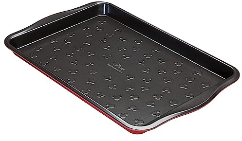 Prestige ny Disney Bake med Musse Pigg ugnsbricka non-stick – stor bakplåt 25 cm x 38 cm, kolstål bakredskap, röd och svart