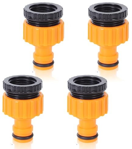 4Pack Hose Tap Connector, 2in1 Universal Tap Connector for Hose Pipe Plastic 3/4 and 1/2 Tap Hose Connectors Graden Kitchen Hose Pipe Threaded Faucet Adapter