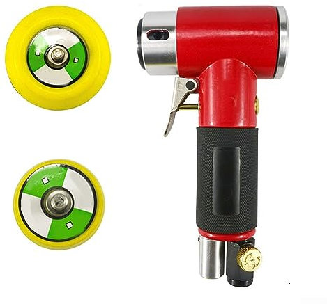 Air Sander, Pneumatic Polishing Machine Eccentric Pneumatic Machine, High Speed Air Powered Polisher with 2-Inch and 3-Inch Pallets, Red