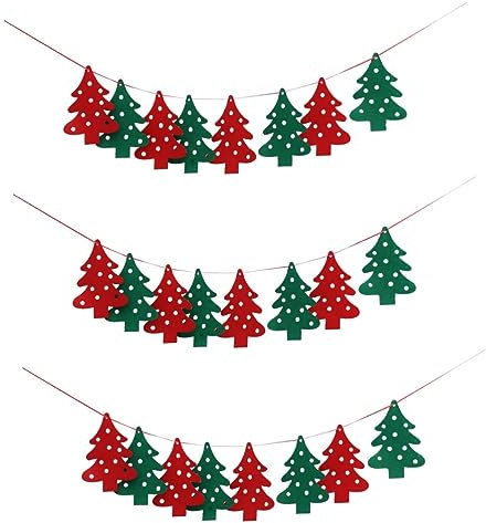 Abaodam 3stücke Weihnachtsbaum Banner Aus Filz Bunte Dekoration Für Weihnachtsfeiern Kinderzimmer Und Zuhause Hochwertiges Langlebiges Weihnachtsbunting Für Festliche Anlässe