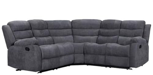 Madrid Fabric Recliner Sofa with Cupholders - 3+2 Seater Sofa Grey (Corner)