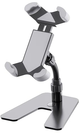 Konig & Meyer K&M 19756 Smartphone-Tischstativ Schwarz, Stahl - 360° Drehung, Flexible Klemmbacken - für 55-85 mm - mit Quick Release