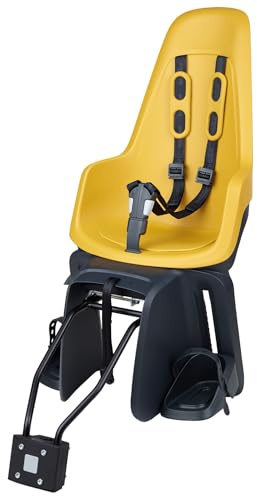 BOBIKE 8012200021 - Rücksitz ONE MAXI mit 1P&E-BD-System für Fahrräder mit 26”-29” Rädern mit Befestigung am Steuerrohr und Gepäckträger in der Farbe Mighty Senf