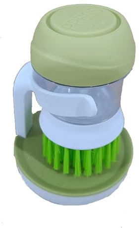 Taicols Spazzola per Pulizia Erogazione Sapone 2 in 1, Spazzola per Piatti Rotonda Portatile, Spazzola per Pulizia Multifunzionale (Verde)