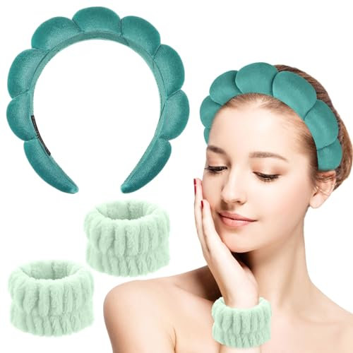 Schwamm Stirnband Set Zum Waschen Des Gesichts Make-up Stirnbänder Für Frauen Und Mädchen Hautpflege Make-up Entfernung Waschen Spa Yoga Sport Dusche Stirnband Frottee Haarband